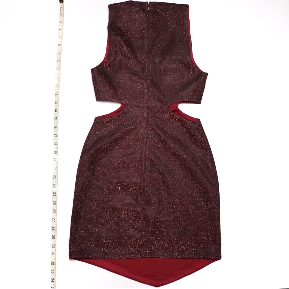 EXPRESS Metallic Valentine’s Day Cutout Dress Red - Picture 3 of 5